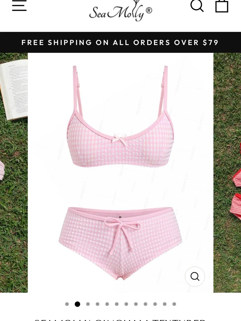SEAMOLLY 1950S RETRO VINTAGE INSPIRED GINGHAM BRALETTE BOYSHORTS BIKINI SET